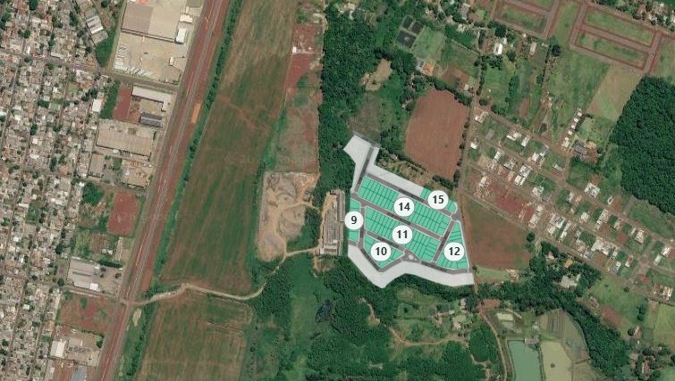 Vista aérea do Jardim Isabel com as quadras destacadas